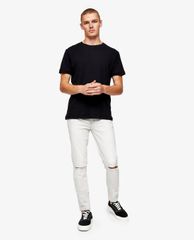 TOPMAN - Quần jeans nam phom skinny Gray Knee Ripped