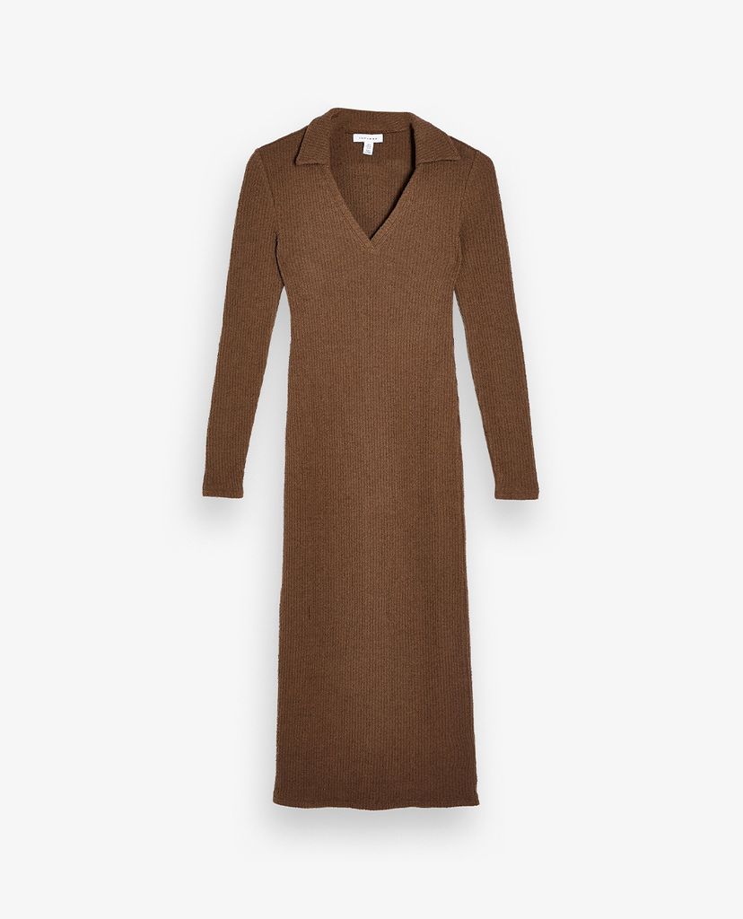 TOPSHOP - Đầm midi phom ôm tay dài cổ V Collar