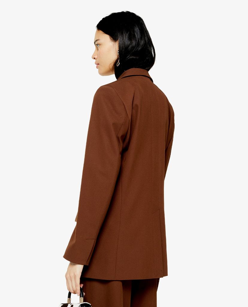 TOPSHOP - Áo blazer nữ tay dài Brown Single Breasted