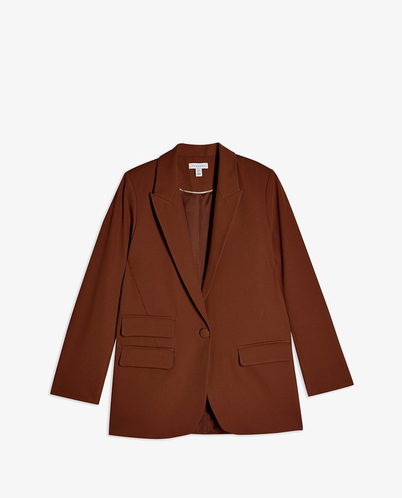 TOPSHOP - Áo blazer nữ tay dài Brown Single Breasted