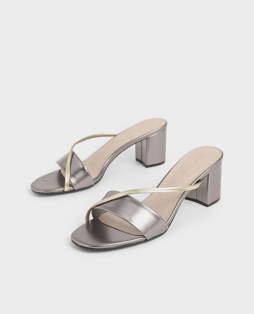 CHARLES & KEITH - Giày cao gót đế trụ Asymmetric Strap