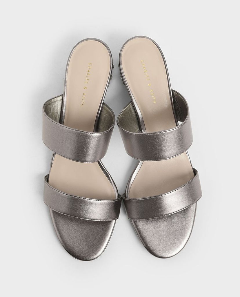 CHARLES & KEITH - Giày sandal nữ cao gót Embellished Block