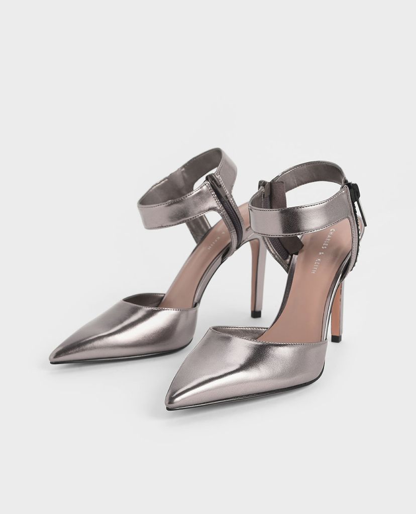 CHARLES & KEITH - Giày cao gót mũi nhọn Ankle Strap Stiletto