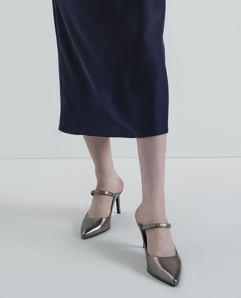 CHARLES & KEITH - Giày cao gót mũi nhọn Metallic Embellished