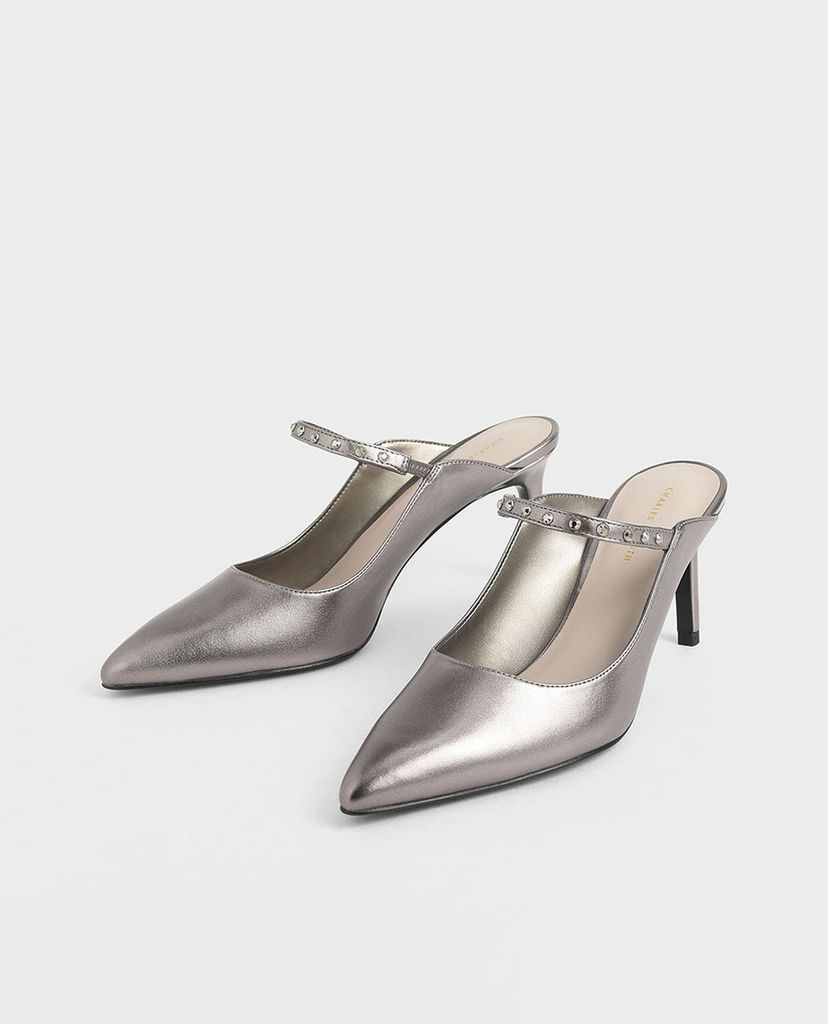 CHARLES & KEITH - Giày cao gót mũi nhọn Metallic Embellished
