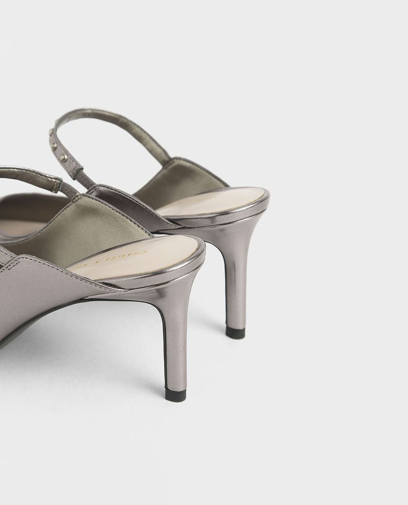CHARLES & KEITH - Giày cao gót mũi nhọn Metallic Embellished