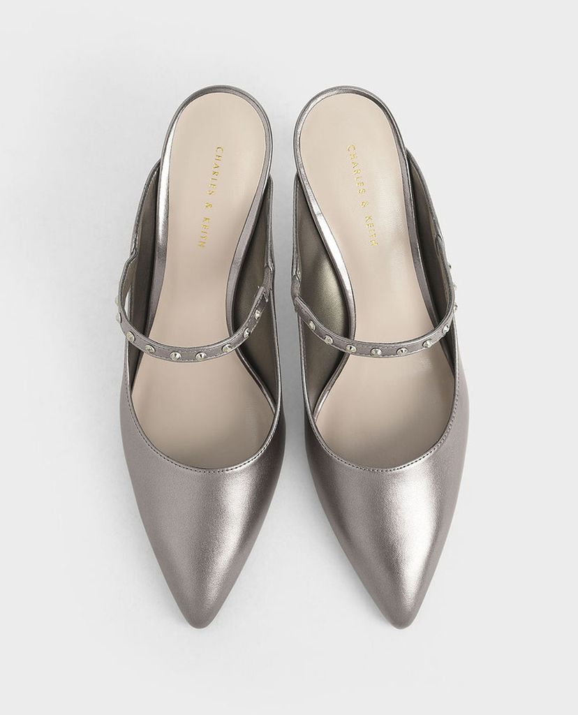 CHARLES & KEITH - Giày cao gót mũi nhọn Metallic Embellished