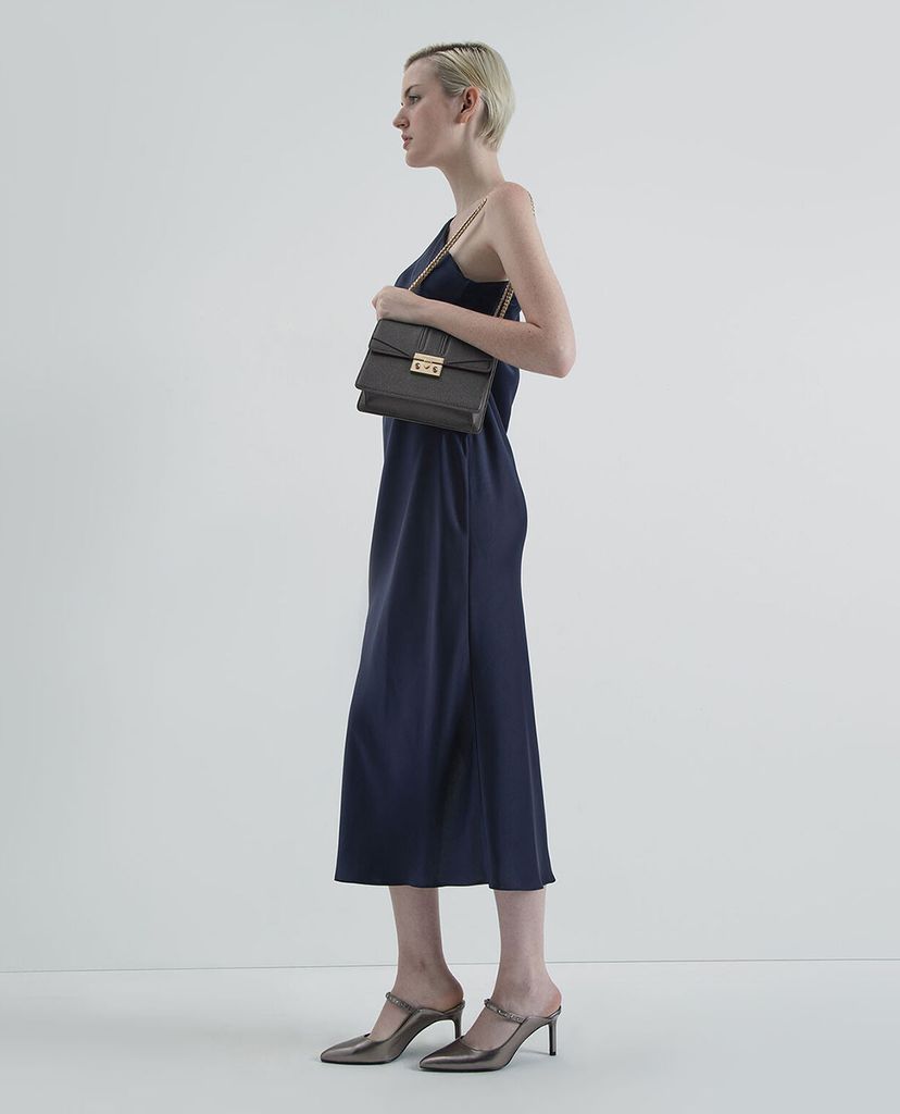 CHARLES & KEITH - Giày cao gót mũi nhọn Metallic Embellished