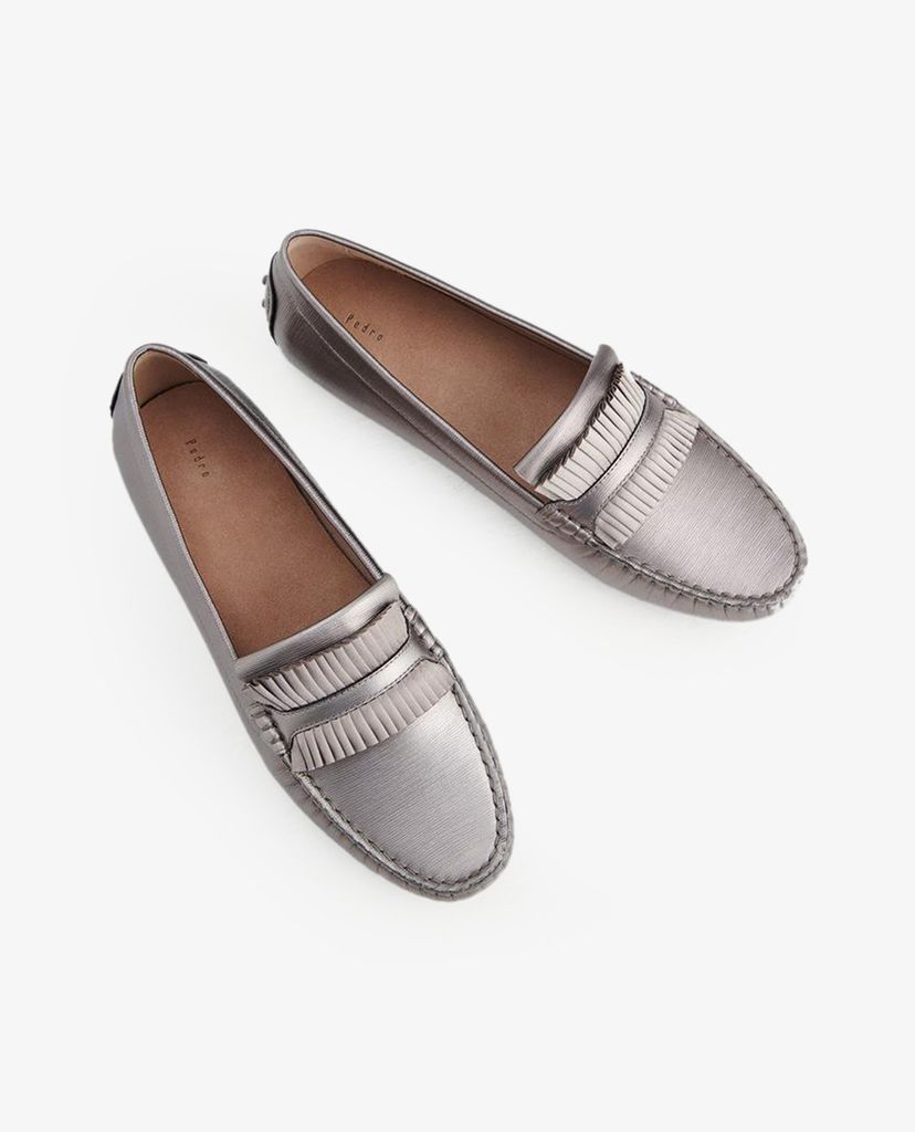 PEDRO - Giày đế bệt mũi tròn Pleats Embellished Leather