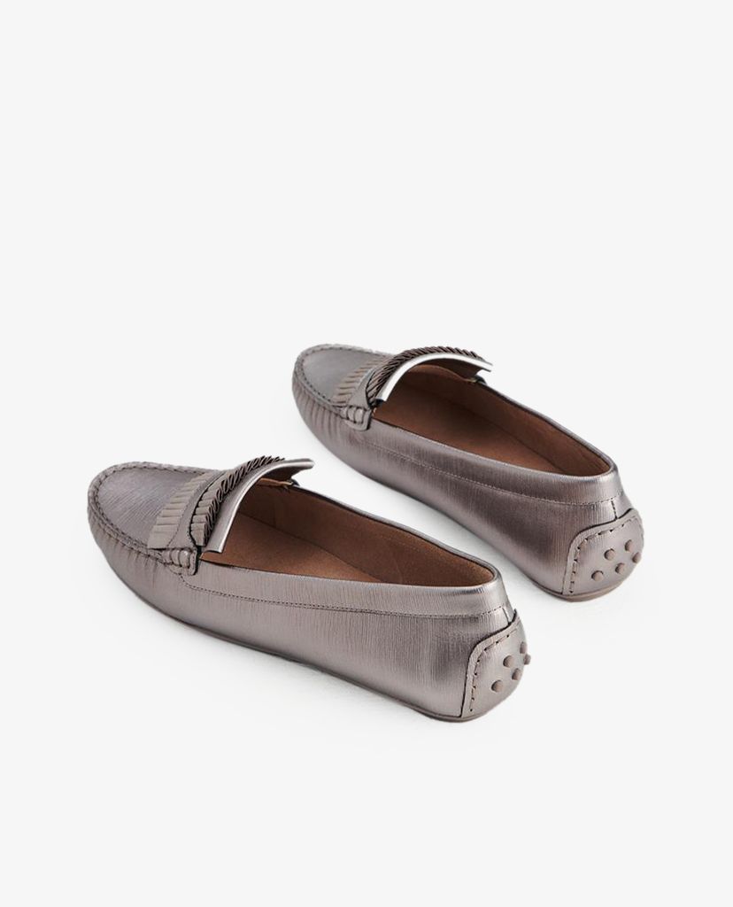 PEDRO - Giày đế bệt mũi tròn Pleats Embellished Leather