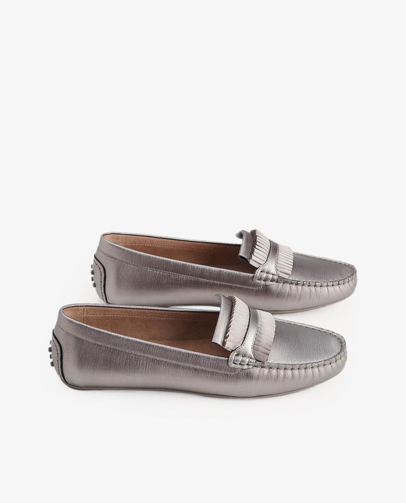 PEDRO - Giày đế bệt mũi tròn Pleats Embellished Leather