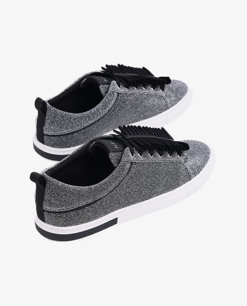 Giày sneaker nữ cổ thấp Pleats Embellished Glitter