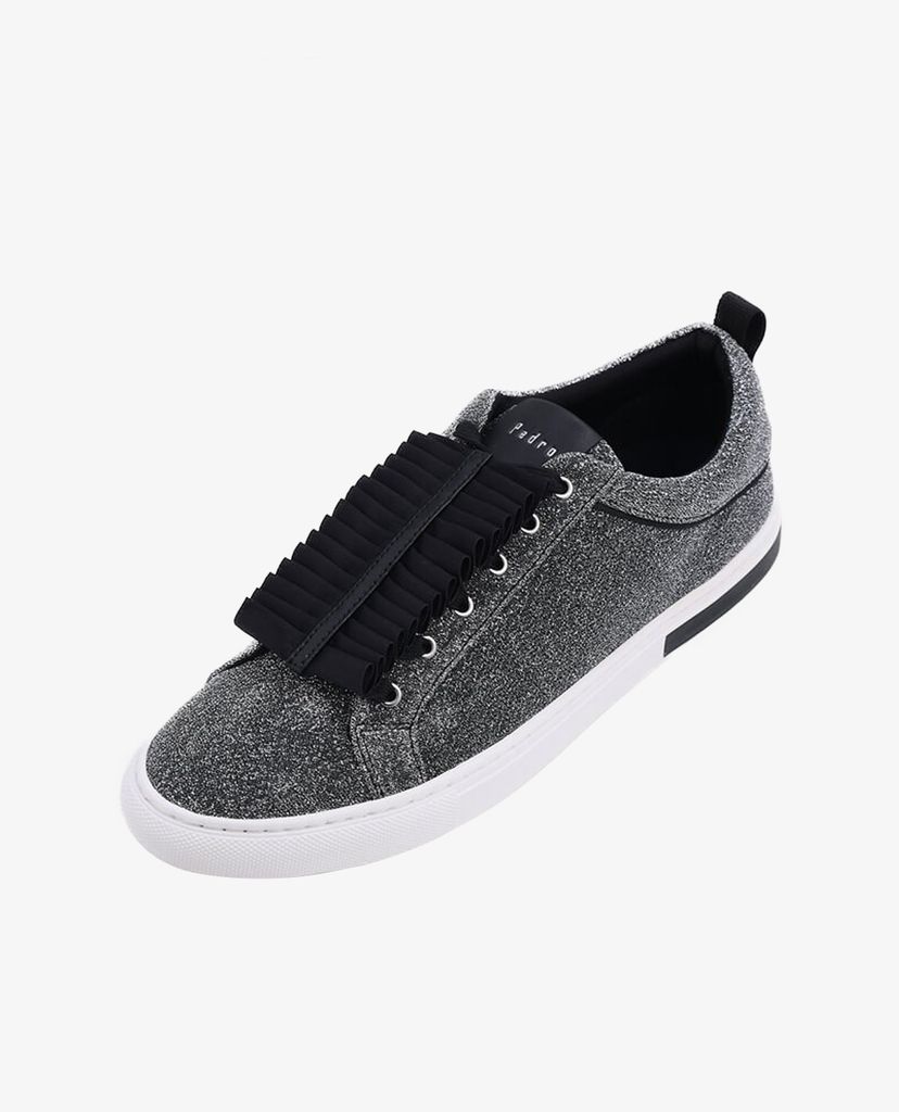 Giày sneaker nữ cổ thấp Pleats Embellished Glitter