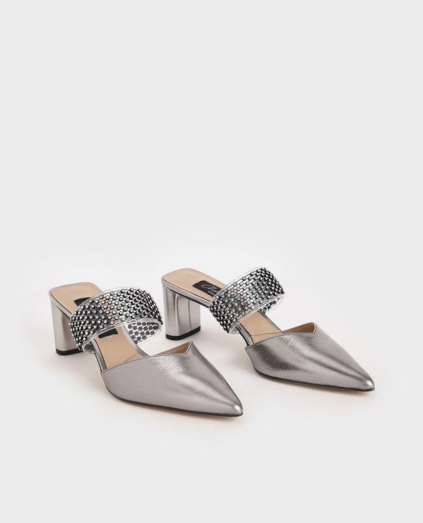 CHARLES & KEITH - Giày mules mũi nhọn Embellished Strap