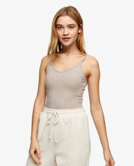 TOPSHOP - Áo kiểu nữ hai dây phom ôm Mocha Ribbed Camisole
