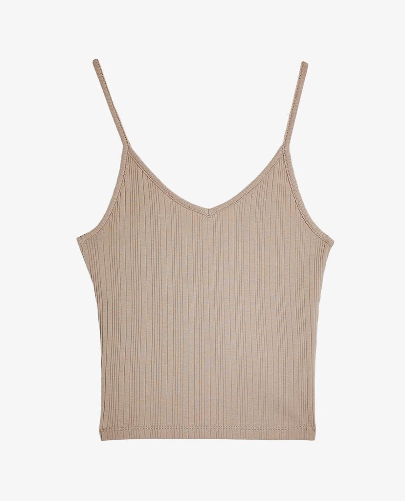 TOPSHOP - Áo kiểu nữ hai dây phom ôm Mocha Ribbed Camisole
