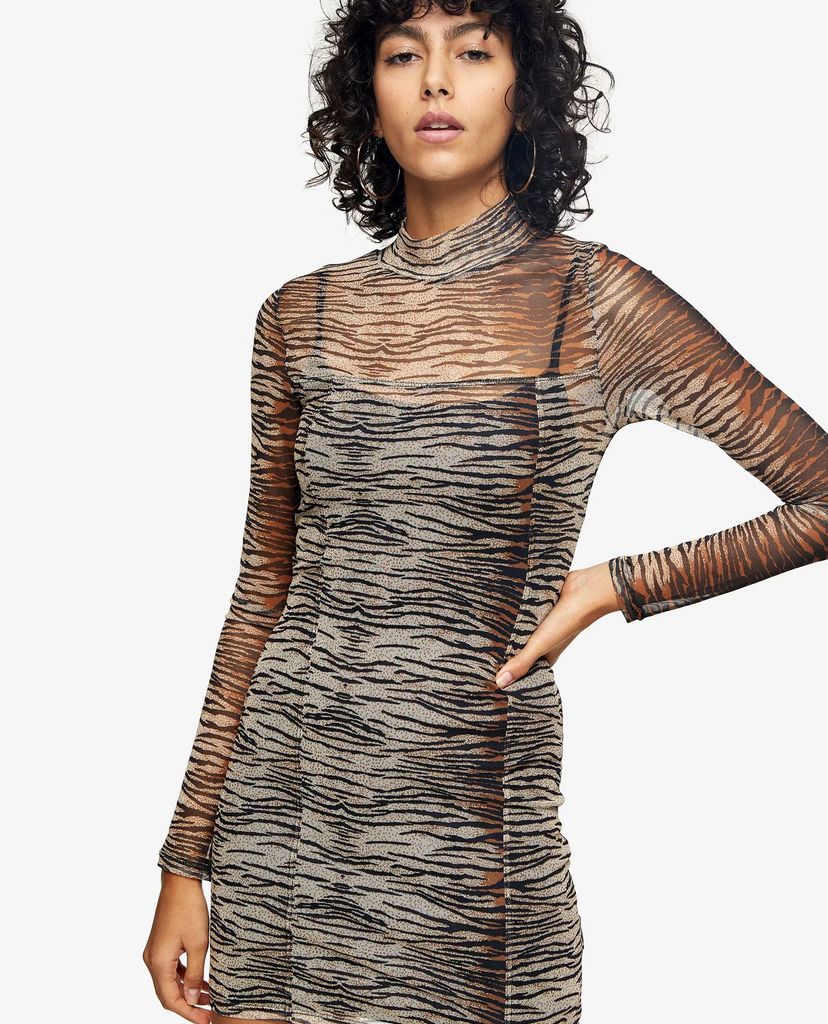 TOPSHOP - Đầm mini ôm body Animal Print Mesh