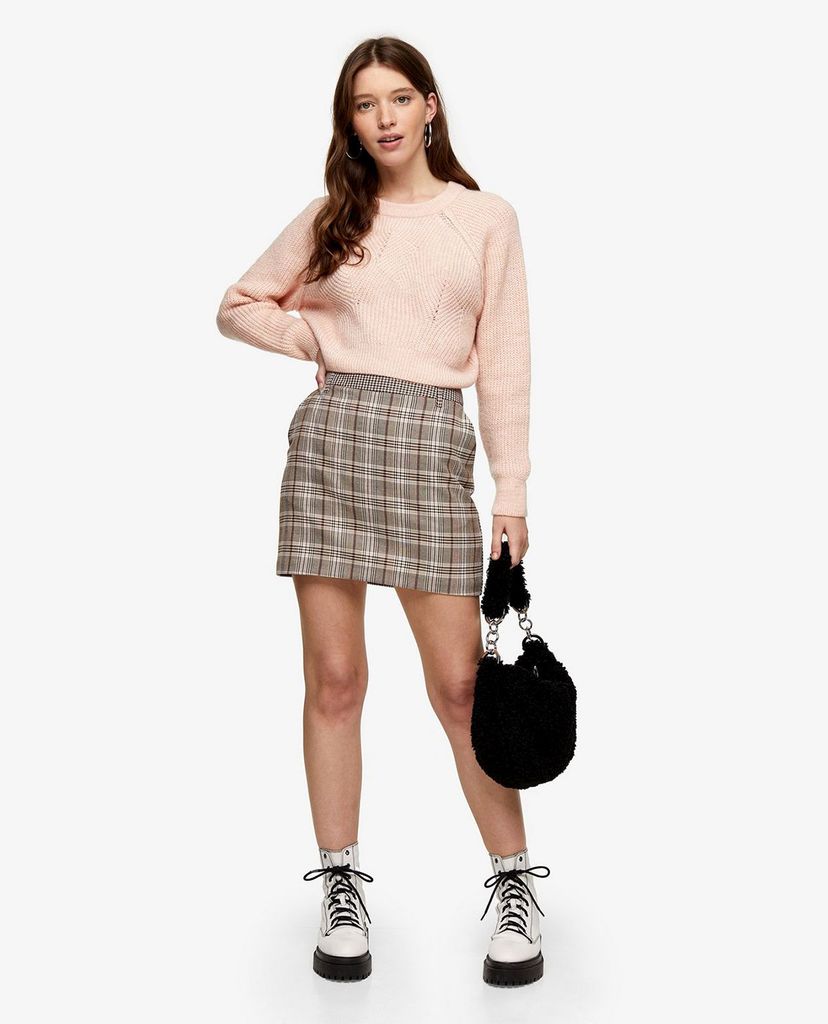 TOPSHOP - Chân váy mini chữ A Brown Check Mini
