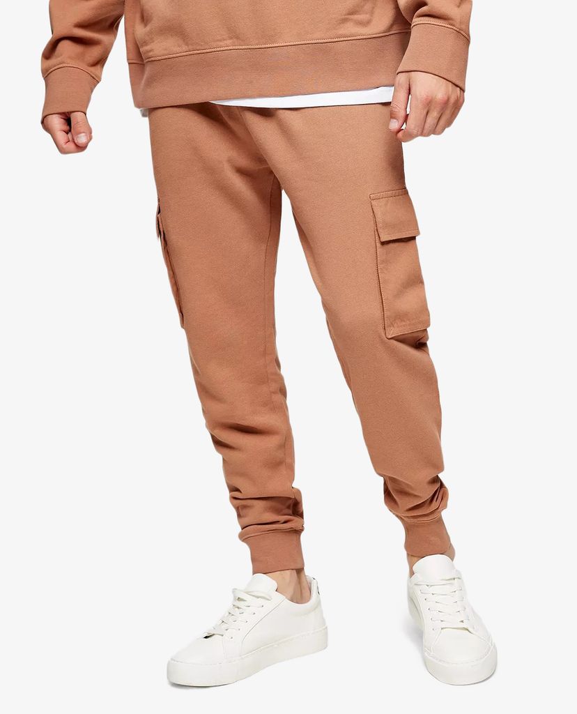 TOPMAN - Quần jogger nam bo gấu Brown Twill Cargo