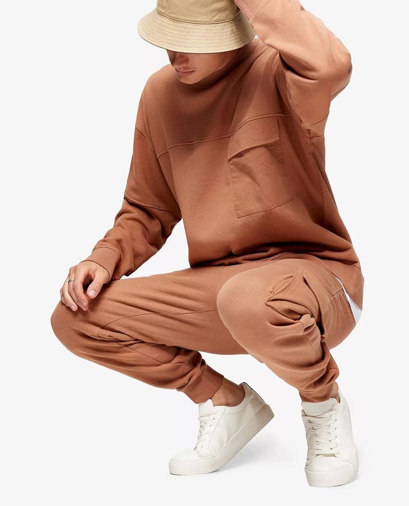 TOPMAN - Quần jogger nam bo gấu Brown Twill Cargo