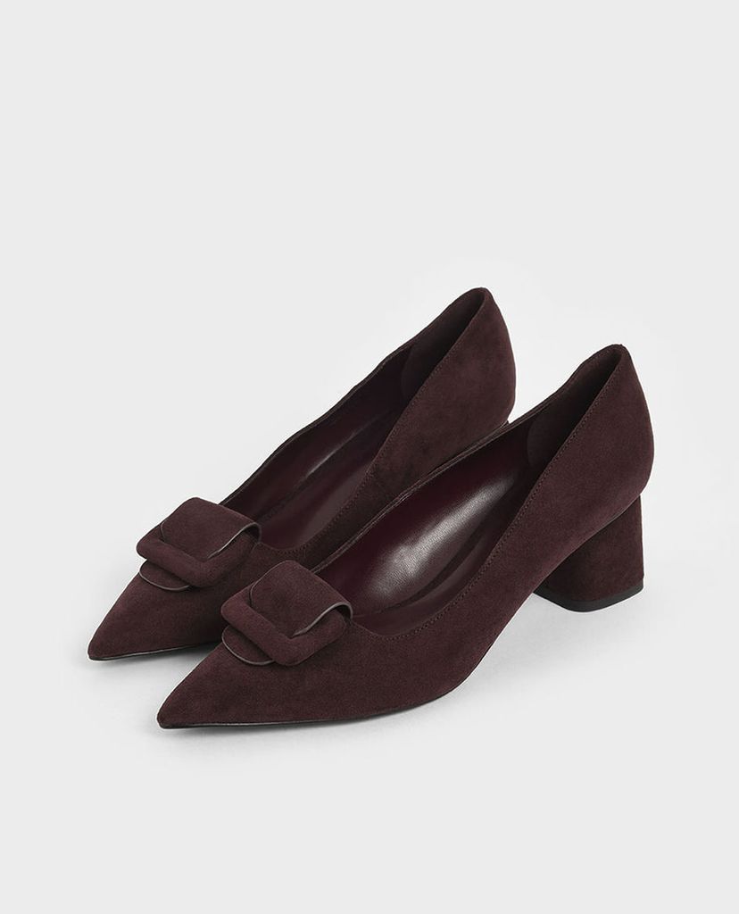 CHARLES & KEITH - Giày cao gót mũi nhọn Front Buckle Textured