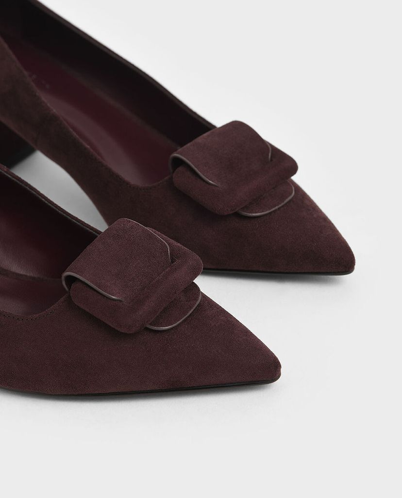 CHARLES & KEITH - Giày cao gót mũi nhọn Front Buckle Textured