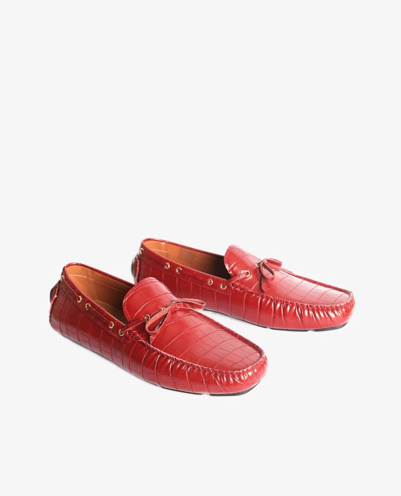 PEDRO - Giày lười nam Croc Effect Bow