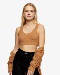 TOPSHOP - Áo bra nữ croptop Beige Fluffy