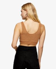 TOPSHOP - Áo bra nữ croptop Beige Fluffy