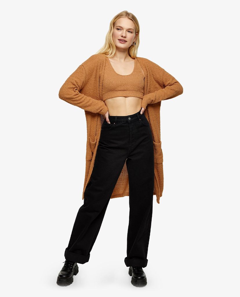 TOPSHOP - Áo bra nữ croptop Beige Fluffy