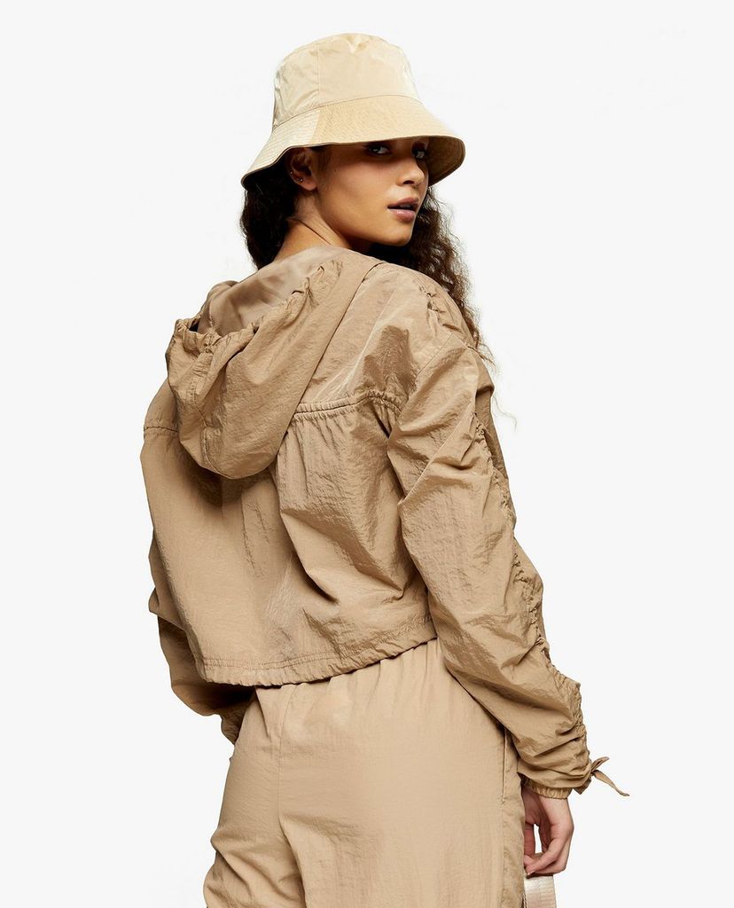TOPSHOP - Áo khoác nữ croptop phối mũ Beige Shell Cropped