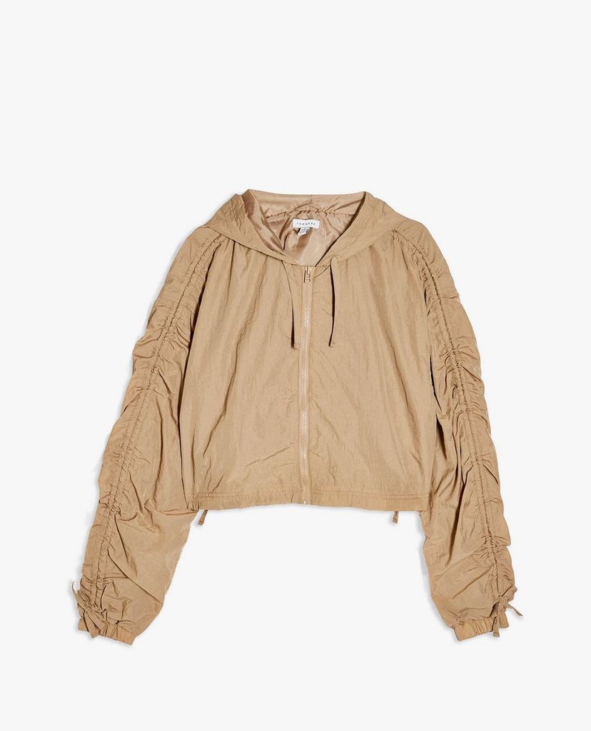TOPSHOP - Áo khoác nữ croptop phối mũ Beige Shell Cropped