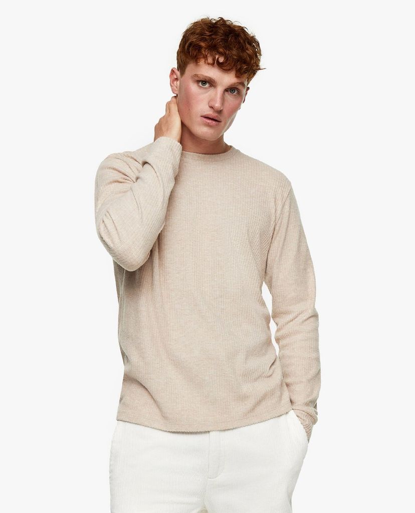 TOPMAN - Áo len nam tay dài cổ tròn phom suông Rib