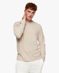 TOPMAN - Áo len nam tay dài cổ tròn phom suông Rib