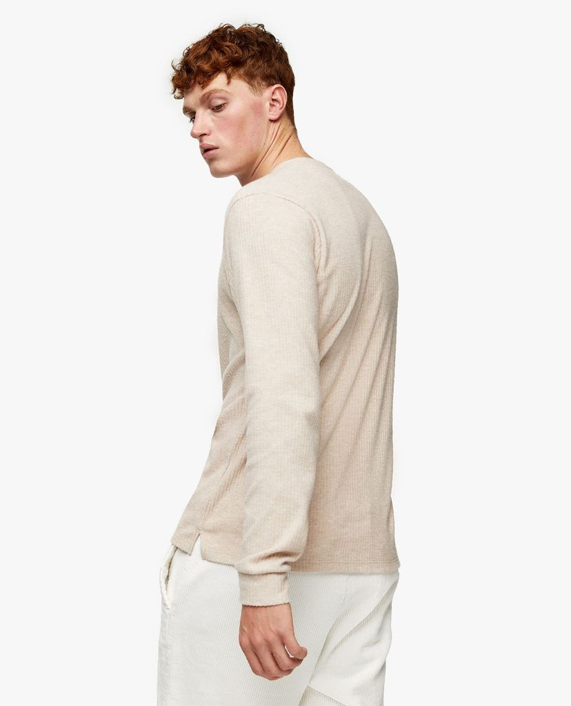 TOPMAN - Áo len nam tay dài cổ tròn phom suông Rib