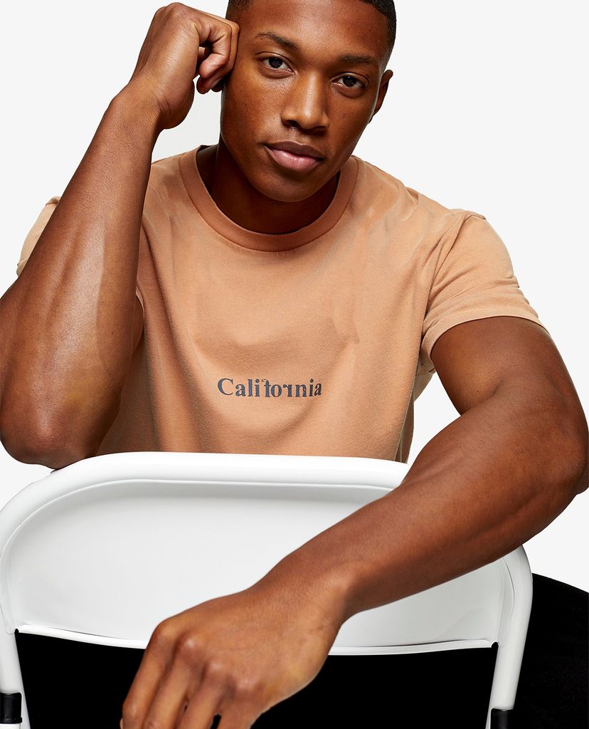 TOPMAN - Áo thun nam cổ tròn ngắn tay Camel California