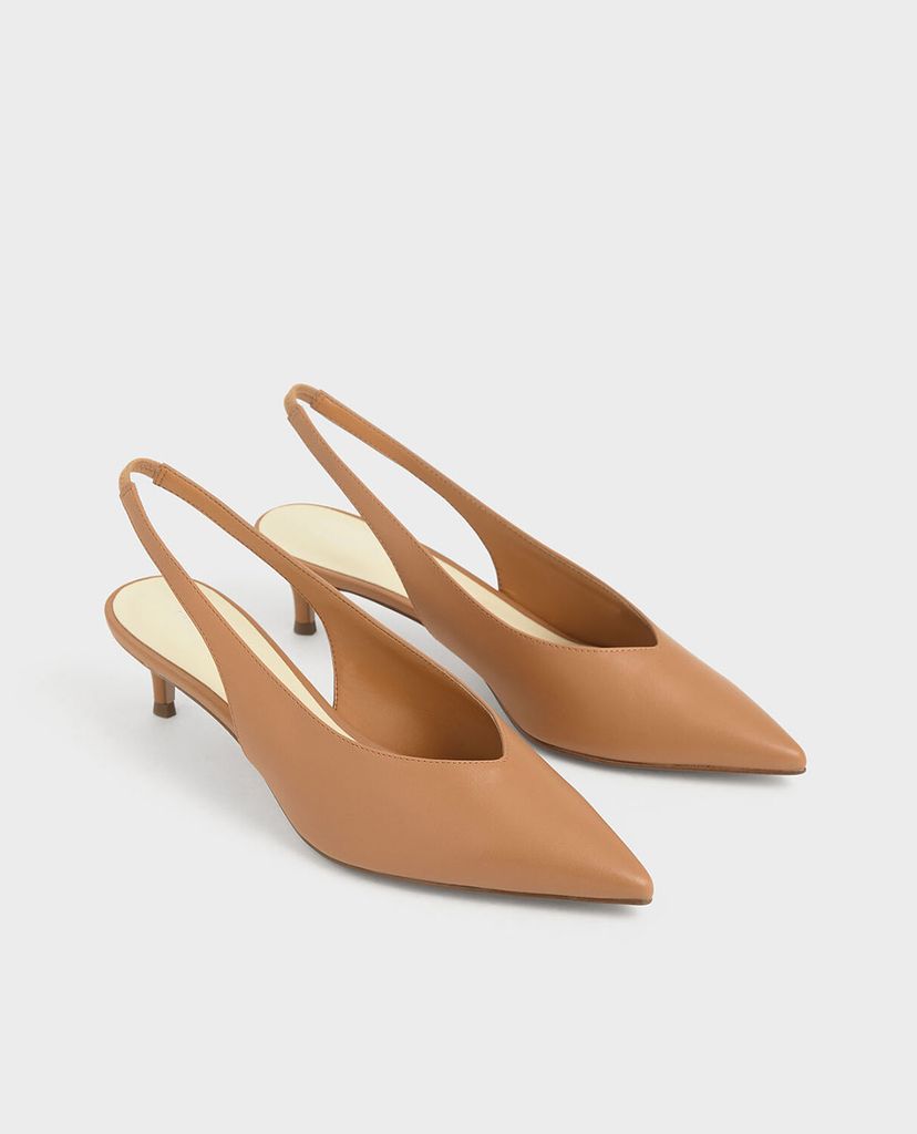 CHARLES & KEITH - Giày cao gót mũi nhọn Slingback Kitten