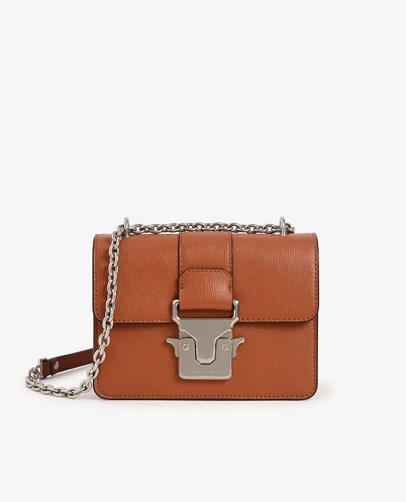CHARLES & KEITH - Túi đeo vai nữ chữ nhật Double Handle Metallic