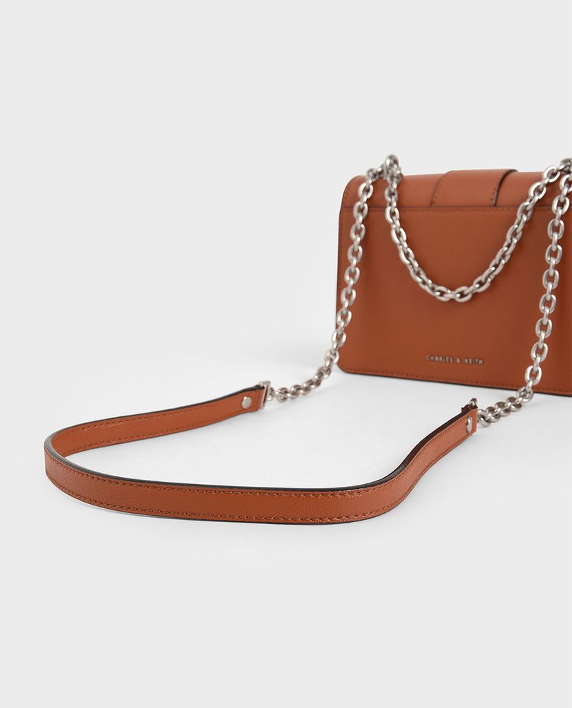 CHARLES & KEITH - Túi đeo vai nữ chữ nhật Double Handle Metallic