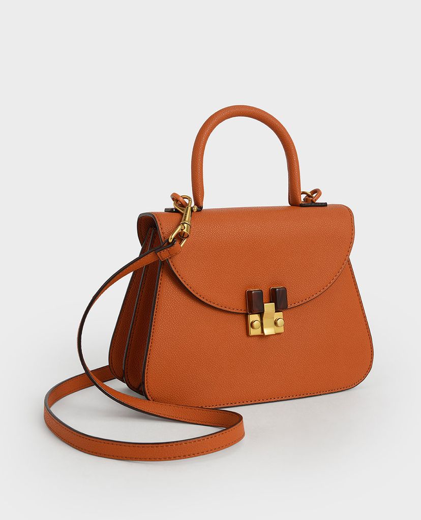 CHARLES & KEITH - Túi xách tay nữ hình thang Embellished Sculptural