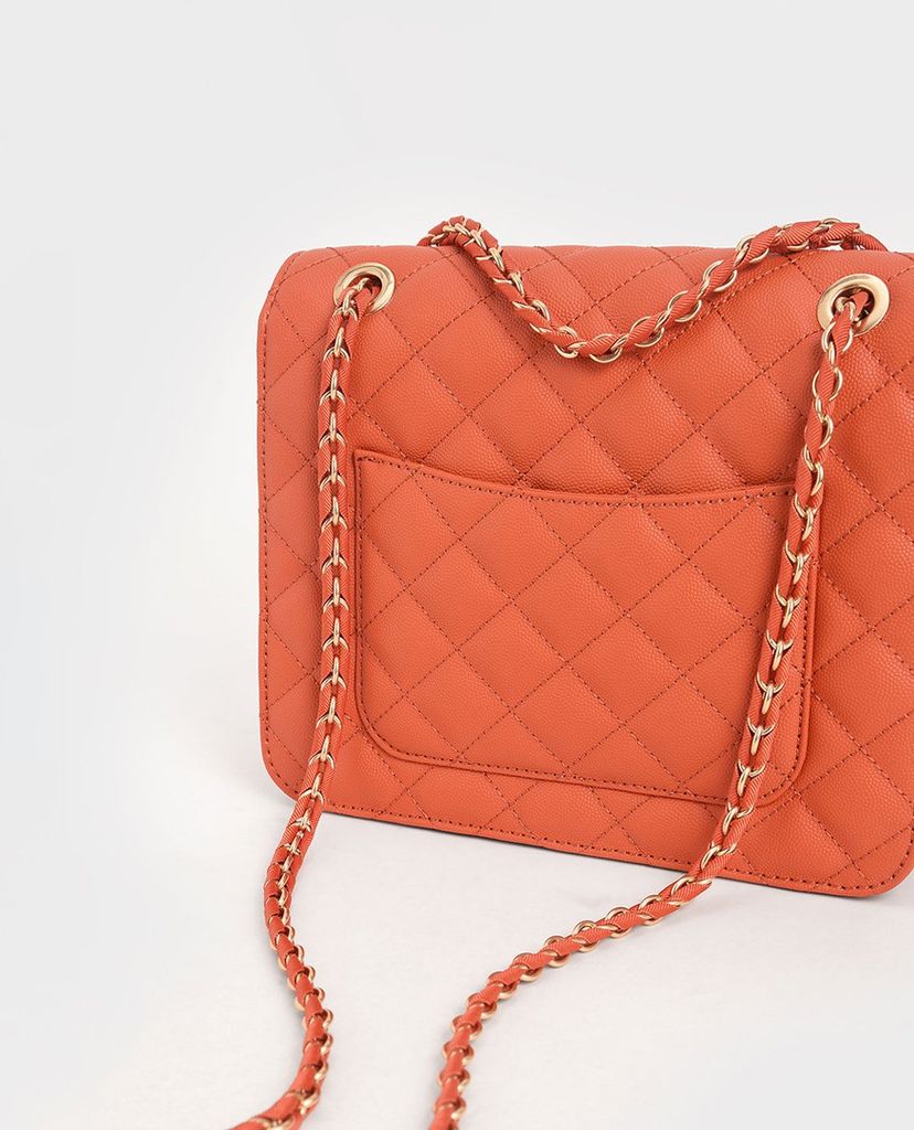 CHARLES & KEITH - Túi đeo vai nữ chữ nhật Quilted Chain Strap
