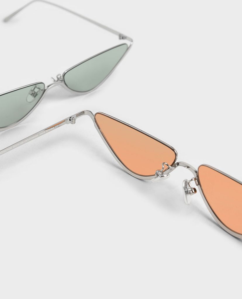 CHARLES & KEITH - Kính mát gọng mắt mèo Thin Metal Frame