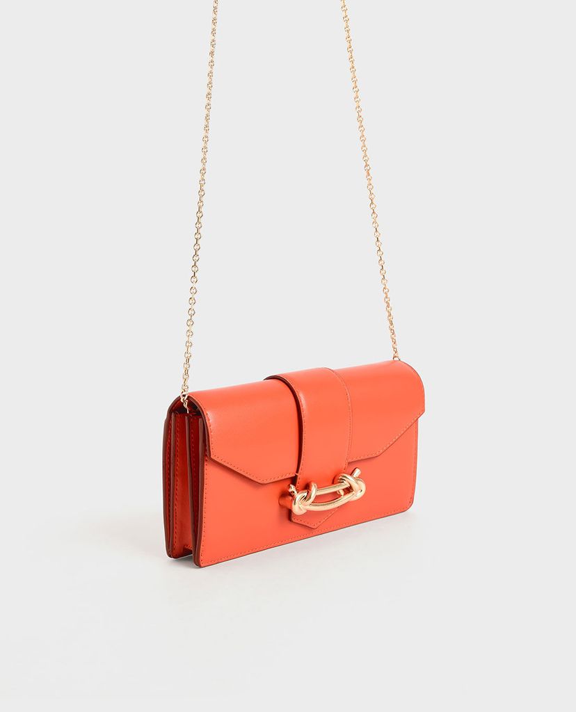 CHARLES & KEITH - Ví cầm tay nữ chữ nhật Metallic Buckle