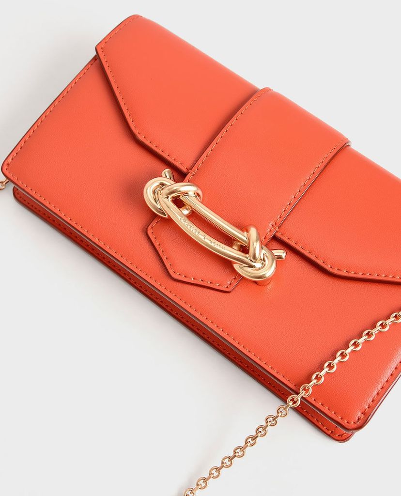 CHARLES & KEITH - Ví cầm tay nữ chữ nhật Metallic Buckle