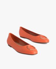 PEDRO - Giày đế bệt nữ mũi tròn Octagon Buckle Ballerina Leather