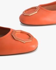 PEDRO - Giày đế bệt nữ mũi tròn Octagon Buckle Ballerina Leather