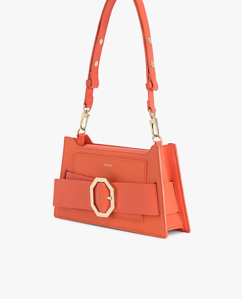 PEDRO - Túi đeo vai nữ hình thang Octagon Buckled Leather