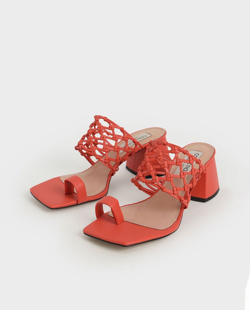 CHARLES & KEITH - Giày sandals cao gót Woven Toe Ring