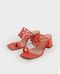 CHARLES & KEITH - Giày sandals cao gót Woven Toe Ring