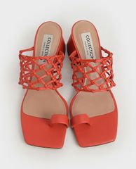 CHARLES & KEITH - Giày sandals cao gót Woven Toe Ring